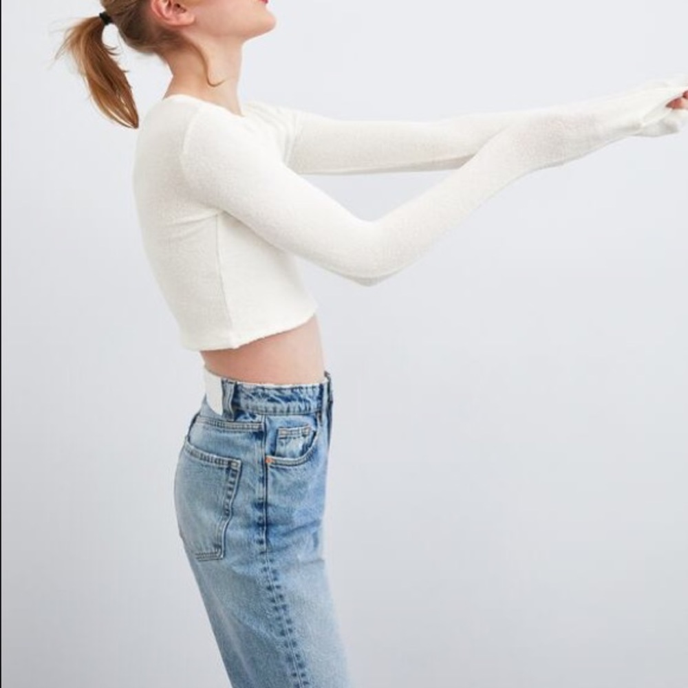 Zara White Textured Long Sleeve NWT - Picture 3 of 9